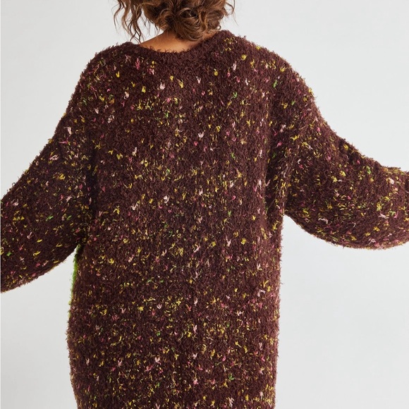 Color Me Cozy Sweater Dress Brown Floral XS/S Free People - Picture 3 of 3